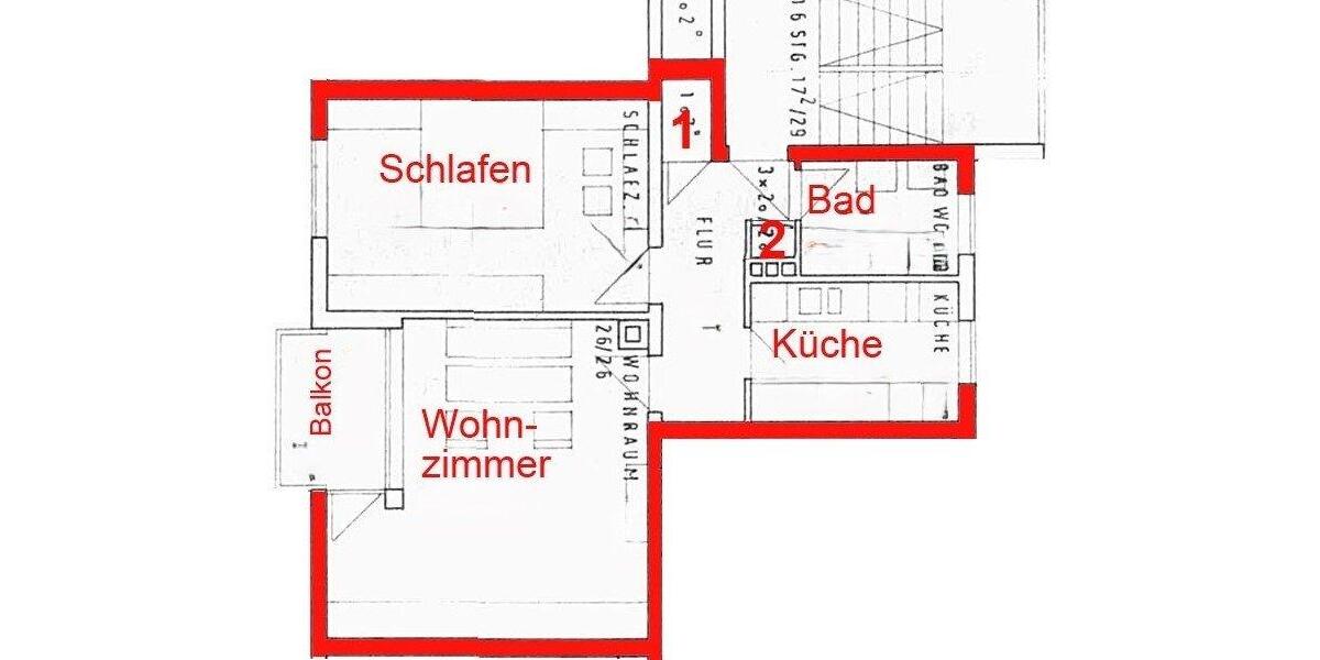 Etagenwohnung Regensburg Das Dörnberg - 2 Zimmer, 66 m&sup2;, 995&euro; | Angebot:26227732