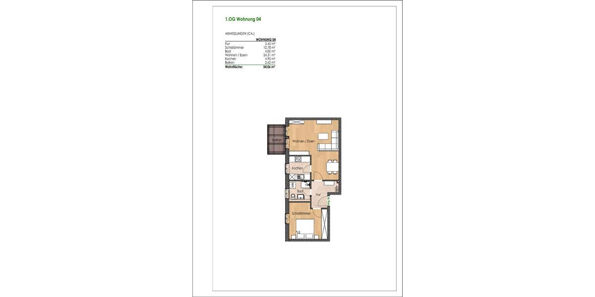 Etagenwohnung Regensburg Kumpfmühl - 2 Zimmer, 54 m&sup2;, 1.200&euro; | Angebot:26129799