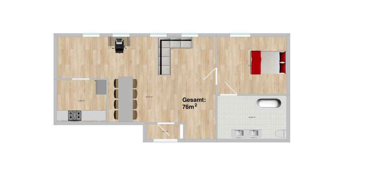 Etagenwohnung Regensburg Kumpfmühl - 2 Zimmer, 76 m&sup2;, 970&euro; | Angebot:25759684