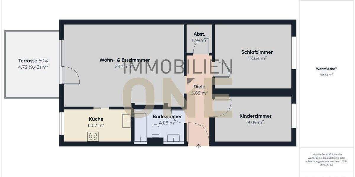 Etagenwohnung Schierling - 3 Zimmer, 69 m&sup2;, 319.000&euro; | Angebot:25689787
