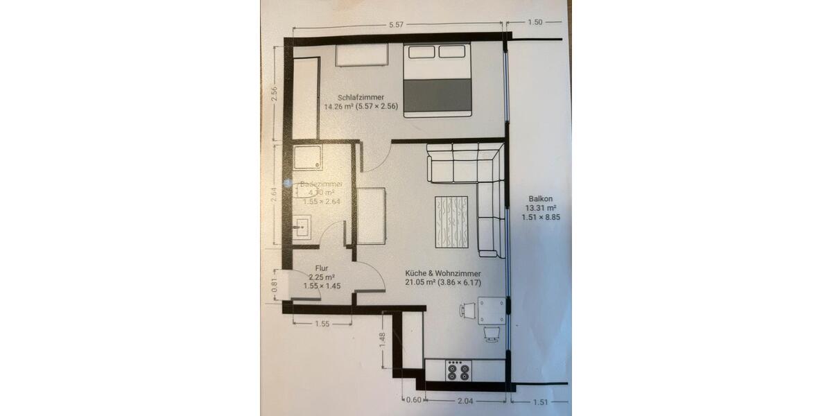 Etagenwohnung Regensburg Brandlberg - 2 Zimmer, 50 m&sup2;, 920&euro; | Angebot:25823253