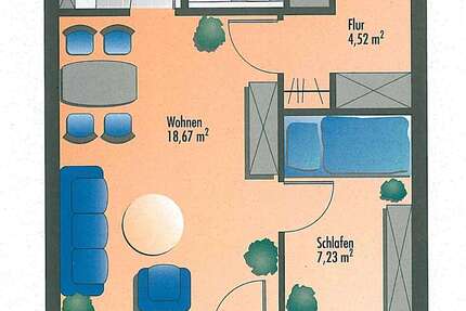 Wohnung Regensburg Kumpfmühl - 1.5 Zimmer, 40 m&sup2;, 590&euro; | Angebot:25430271