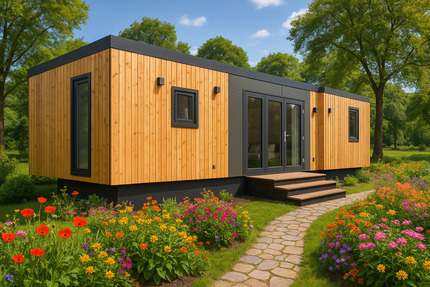 Sofort verfügbares Fertighaus Mobilheim Tinyhaus Tinyhouse mit PV-Vorrichtung I 50m² I 1 Schlafzimmer 1 zimmer