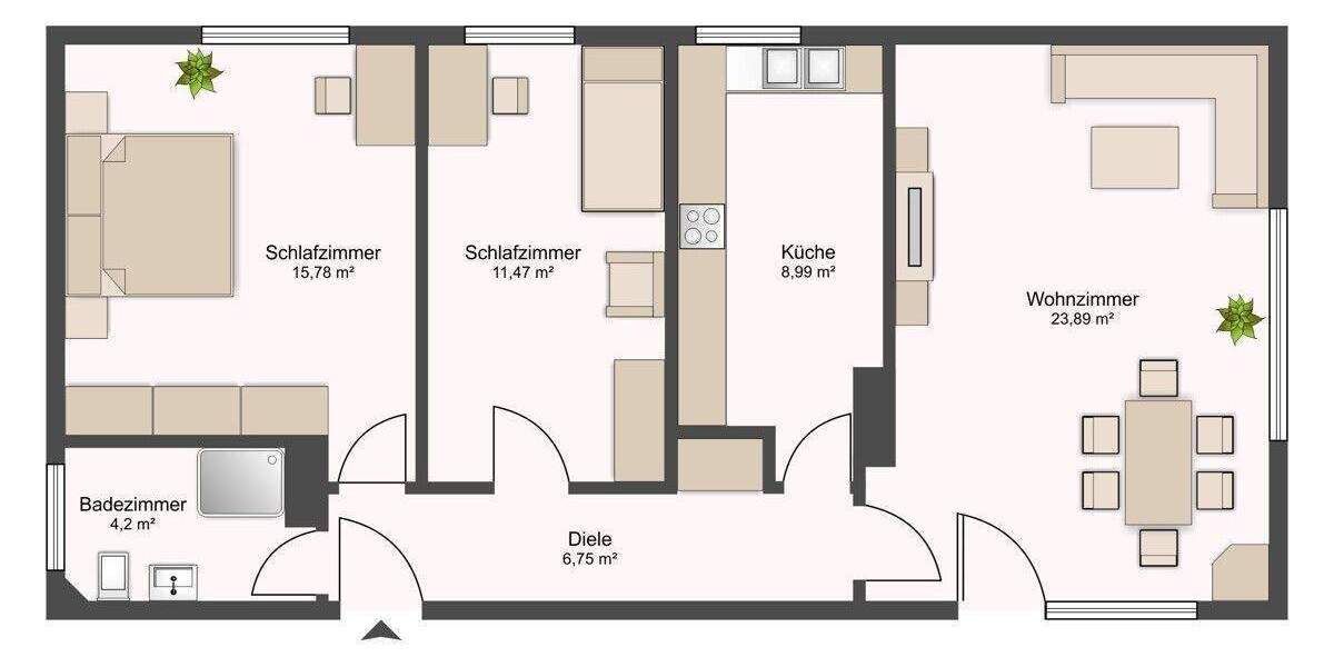 Etagenwohnung Obertraubling - 3 Zimmer, 73 m&sup2;, 289.000&euro; | Angebot:25704944