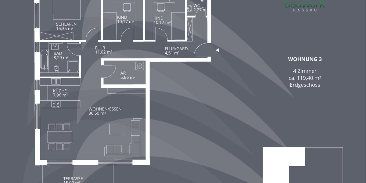 Etagenwohnung Altenthann Forstmühle - 4 Zimmer, 119 m&sup2;, 529.900&euro; | Angebot:26657087