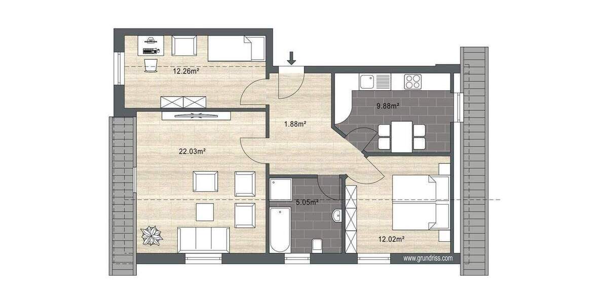 Etagenwohnung Regenstauf Diesenbach - 3 Zimmer, 63 m&sup2;, 249.000&euro; | Angebot:25740793