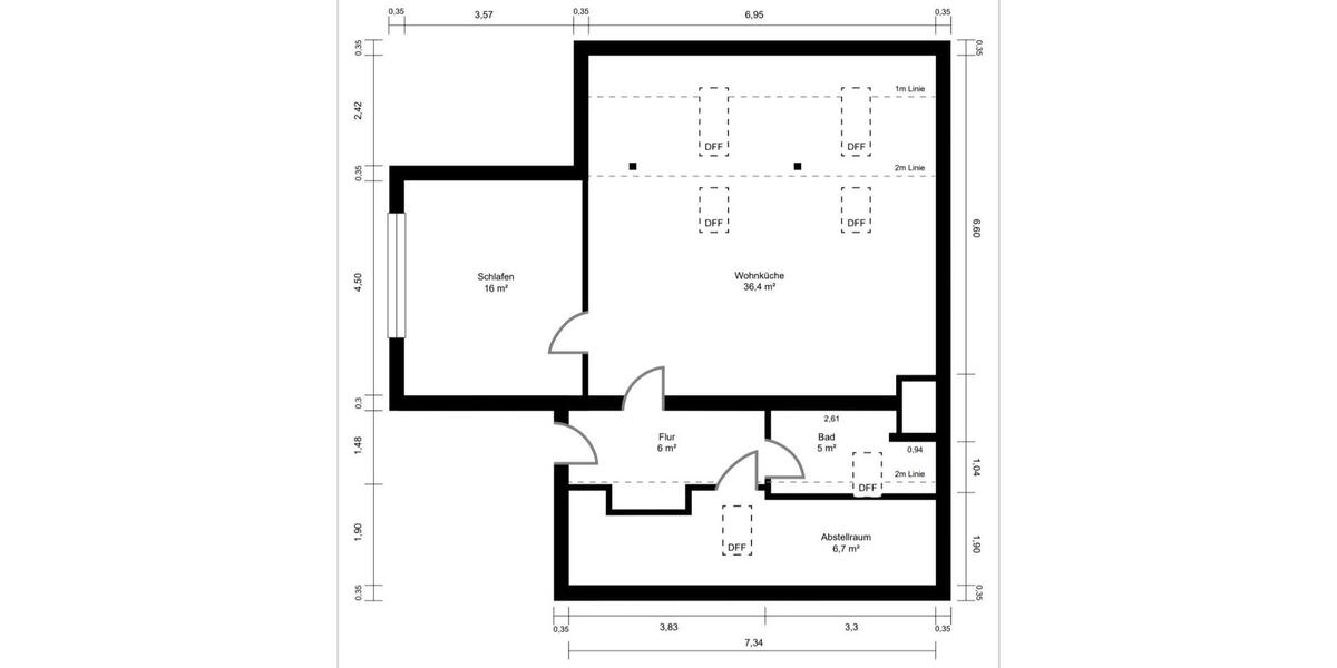 Dachgeschoßwohnung Regensburg Konradsiedlung - 2 Zimmer, 70 m&sup2;, 379.000&euro; | Angebot:25266612