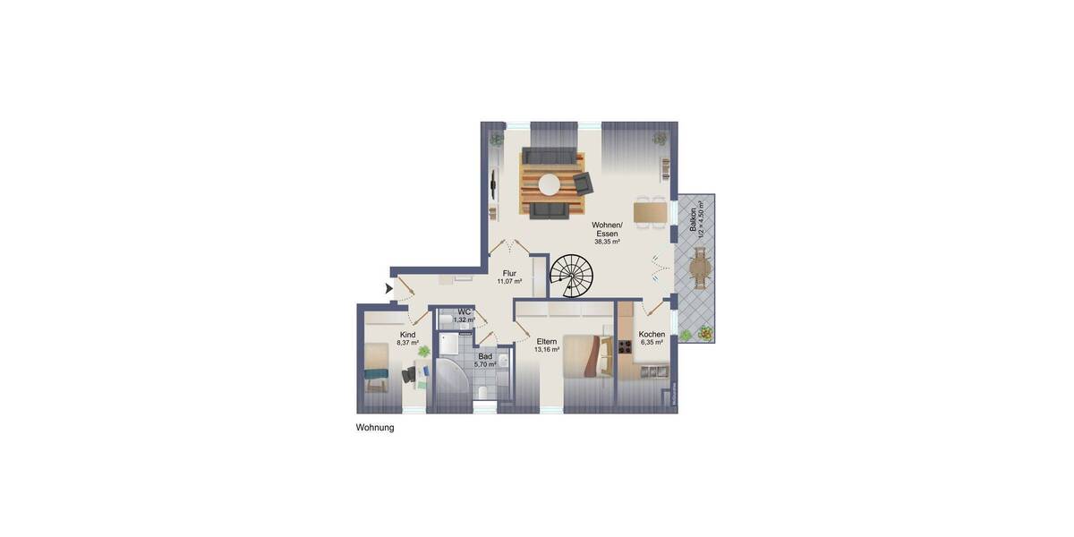 Etagenwohnung Regensburg Kumpfmühl-Ziegetsdorf-Neuprüll - 3 Zimmer, 97 m&sup2;, 549.000&euro; | Angebot:26835335
