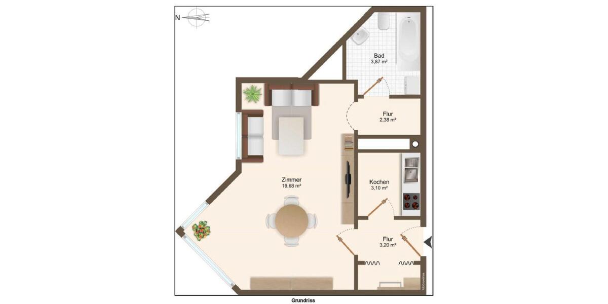 Etagenwohnung Regensburg Das Dörnberg - 1.5 Zimmer, 31 m&sup2;, 199.999&euro; | Angebot:27270875