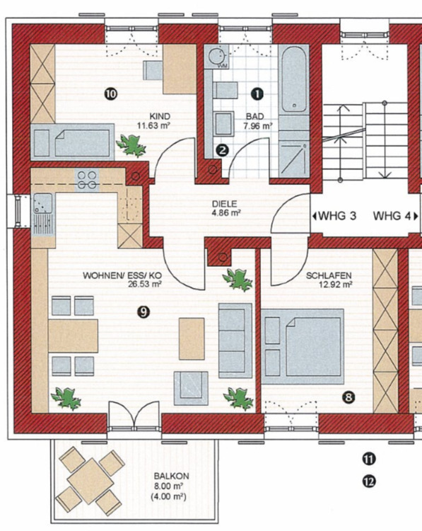 3Zimmer EW mit eigenem Garten und Balkon 
