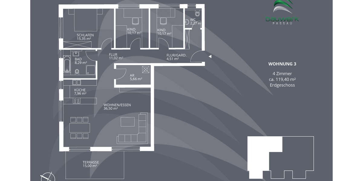 Etagenwohnung Altenthann Forstmühle - 4 Zimmer, 119 m&sup2;, 529.900&euro; | Angebot:25770995
