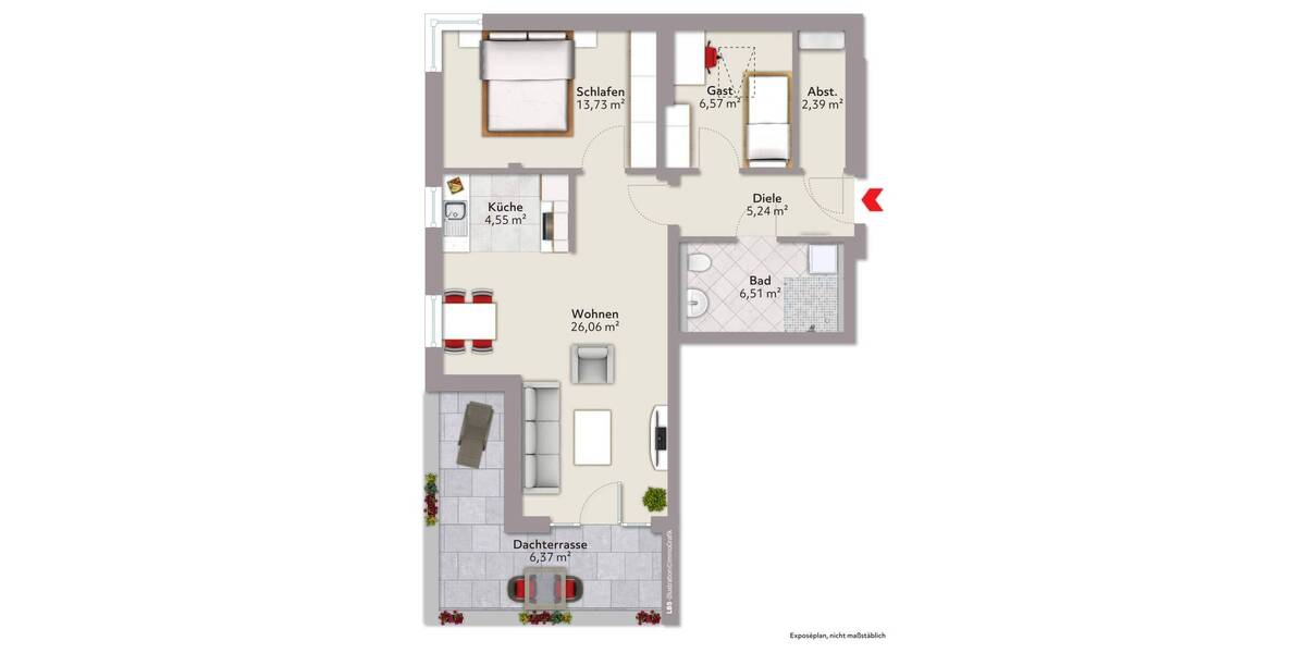Etagenwohnung Langquaid - 3 Zimmer, 69 m&sup2;, 250.000&euro; | Angebot:26376946