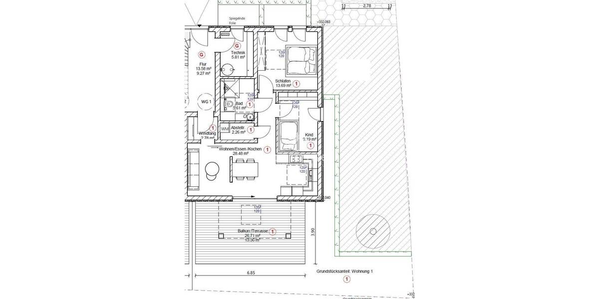 Etagenwohnung Regensburg / Schwabelweis Schwabelweis - 3 Zimmer, 75 m&sup2;, 478.627&euro; | Angebot:26796603