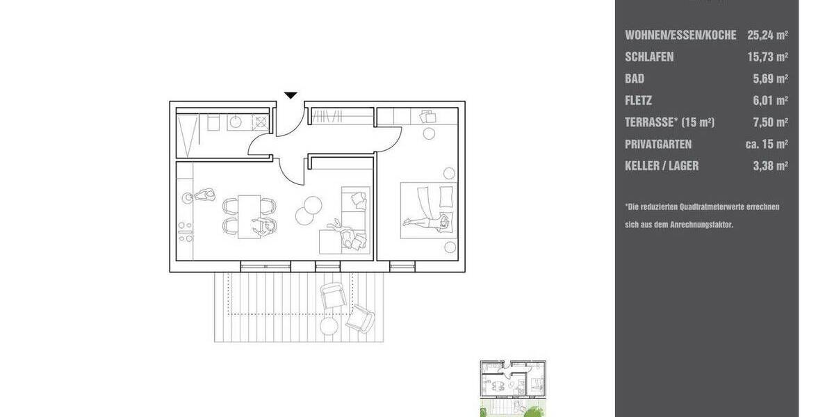 Etagenwohnung Tegernheim - 2 Zimmer, 60 m&sup2;, 379.000&euro; | Angebot:26015330