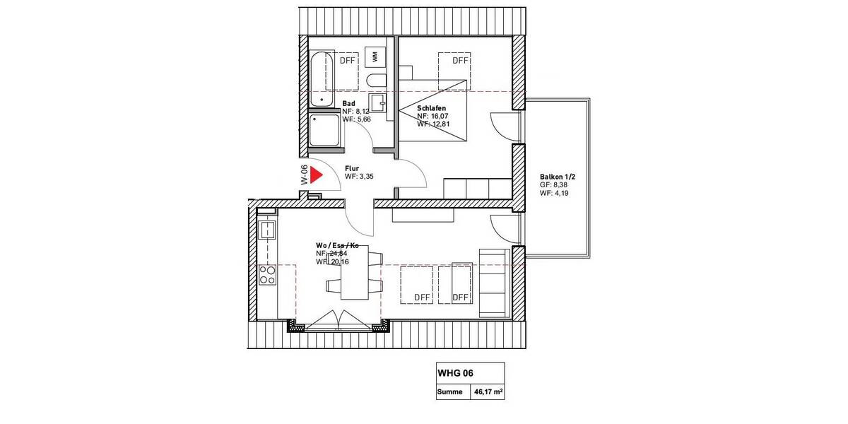 Mit KfW 55 Förderung - 2-Zimmer-Wohnung im DG mit Balkon 2 zimmer