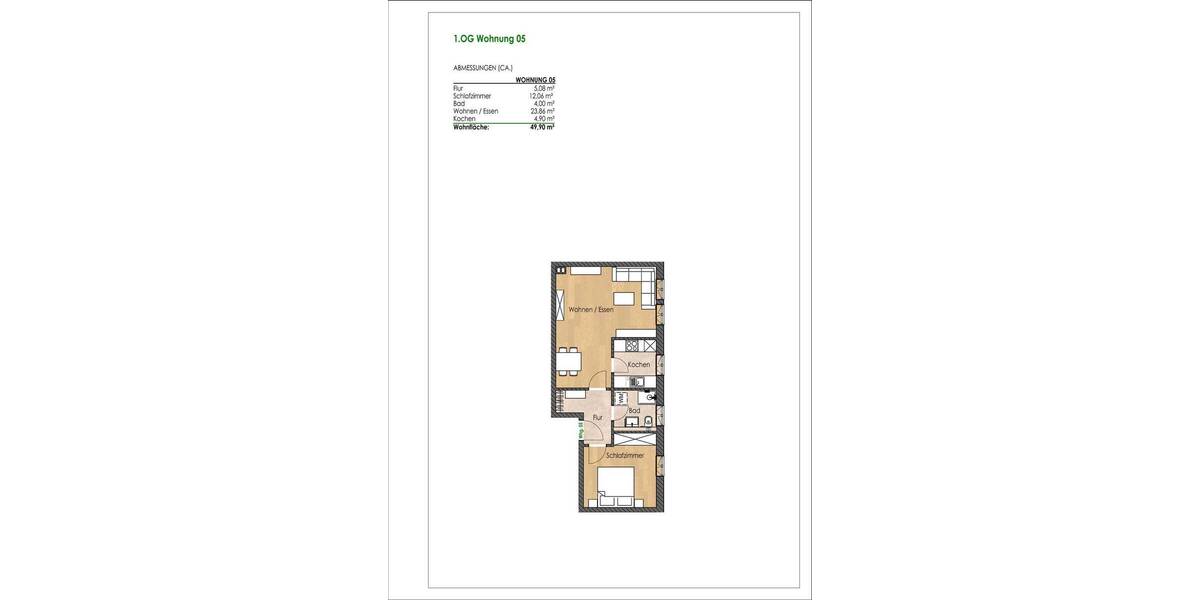 Etagenwohnung Regensburg Innenstadt - 2 Zimmer, 49 m&sup2;, 1.150&euro; | Angebot:26117510