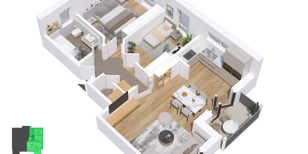 Etagenwohnung Nittenau / Bergham Bergham - 3 Zimmer, 74 m&sup2;, 350.056&euro; | Angebot:25726505