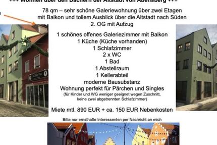 Wohnung Abensberg - 1 Zimmer, 78 m&sup2;, 890&euro; | Angebot:25445163