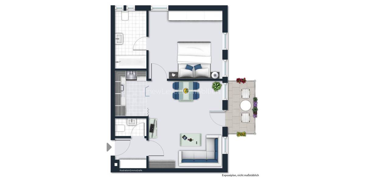 Etagenwohnung Regensburg Kumpfmühl-Ziegetsdorf-Neuprüll - 2 Zimmer, 55 m&sup2;, 319.000&euro; | Angebot:26851271