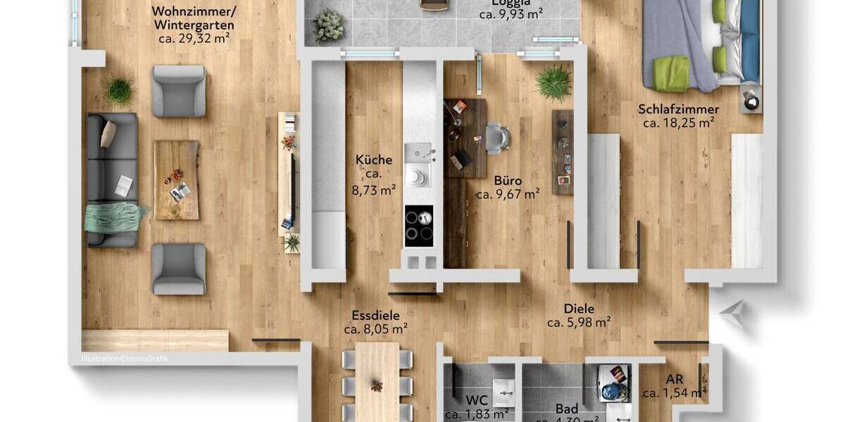 Etagenwohnung Regensburg Westenviertel - 3 Zimmer, 98 m&sup2;, 429.000&euro; | Angebot:25929304