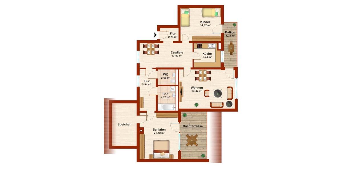 3 WG Zimmer in Zentrumsnähe mit Balkon und Dachterasse 1 zimmer