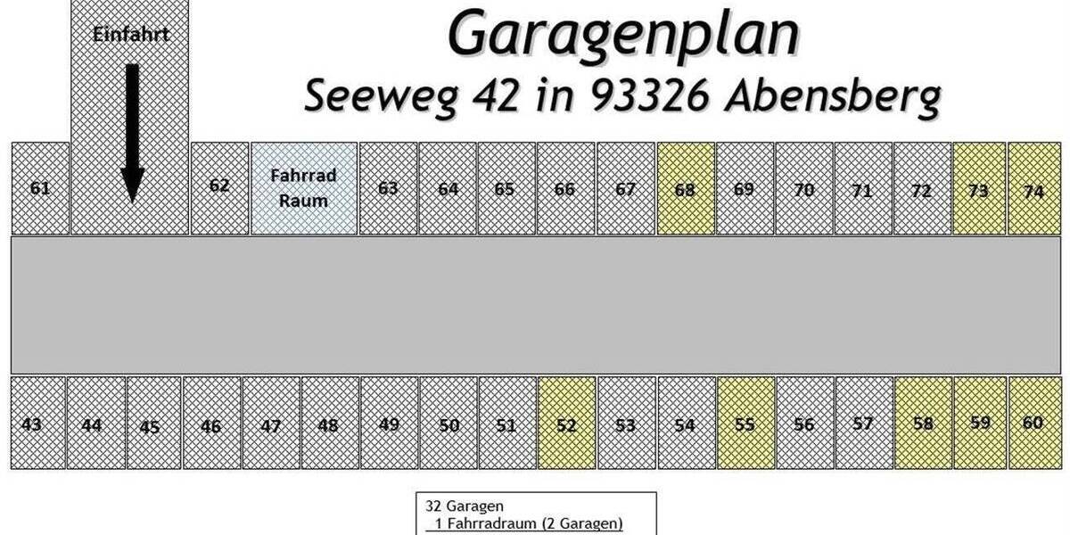 8 Tiefgaragenstellplätze in Abensberg, jeweils mit Sektionaltor abschließbar. 