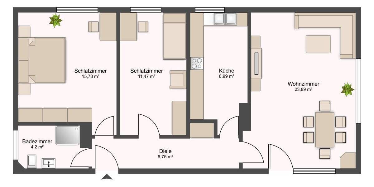 Etagenwohnung Obertraubling - 3 Zimmer, 73 m&sup2;, 269.000&euro; | Angebot:25704944