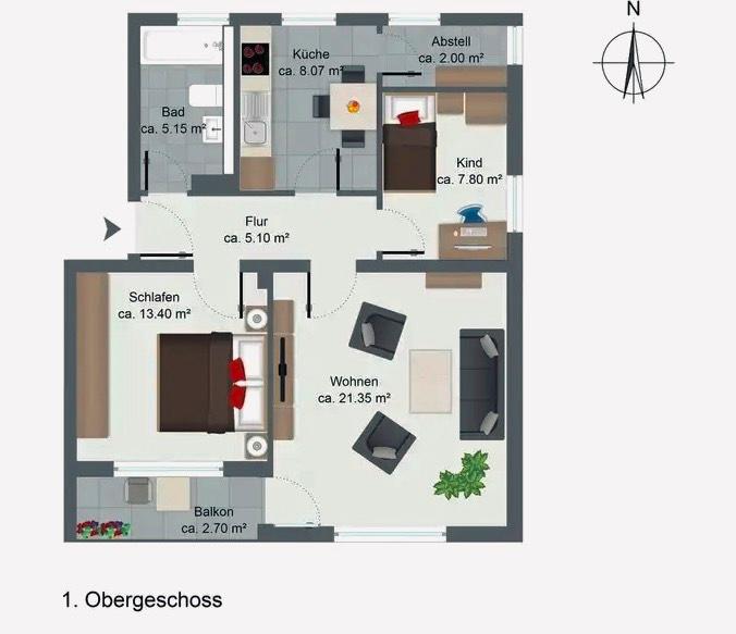 Dachgeschoßwohnung Schierling - 3 Zimmer, 65 m&sup2;, 169.000&euro; | Angebot:26075237