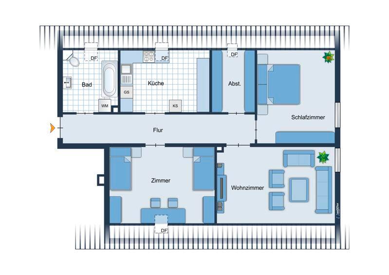 Etagenwohnung Lappersdorf Pielmühle - 3 Zimmer, 70 m&sup2;, 630&euro; | Angebot:26360221