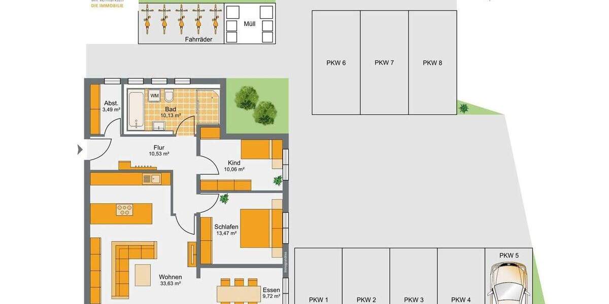 Etagenwohnung Regensburg Ostenviertel - 3 Zimmer, 92 m&sup2;, 519.000&euro; | Angebot:25670690