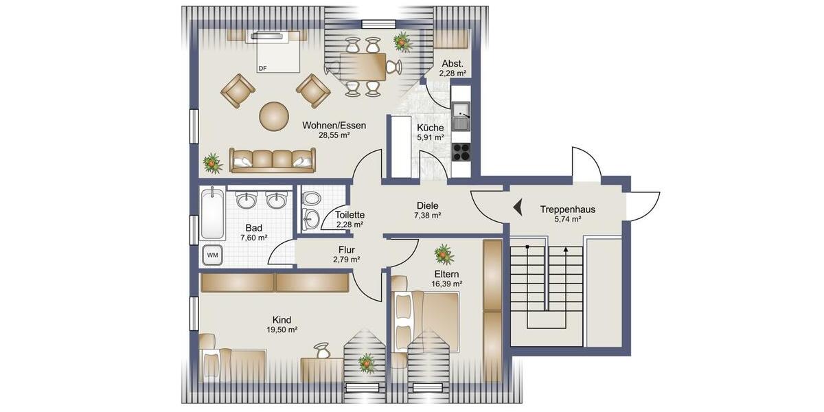 Dachgeschoßwohnung Thalmassing - 3 Zimmer, 83 m&sup2;, 670&euro; | Angebot:25924805