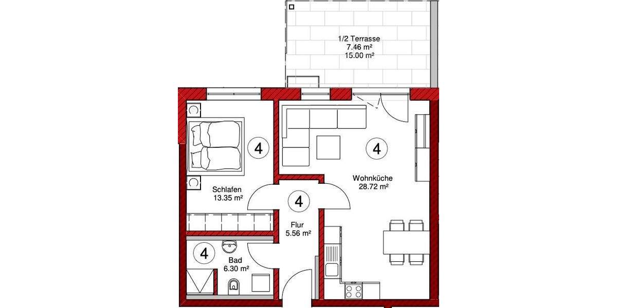 Etagenwohnung Schierling - 2 Zimmer, 61 m&sup2;, 283.000&euro; | Angebot:25822303