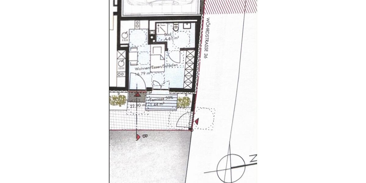 Terrassenwohnung Regensburg Konradsiedlung - 1 Zimmer, 24 m&sup2;, 194.000&euro; | Angebot:27607198