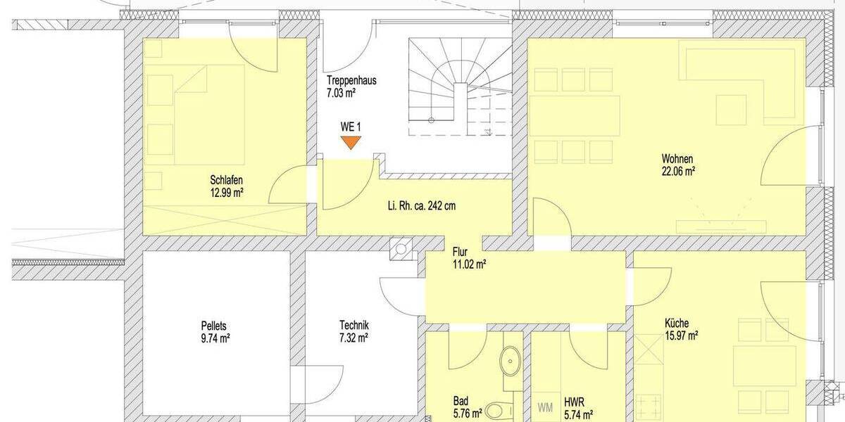 Etagenwohnung Sinzing - 2 Zimmer, 73 m&sup2;, 1.130&euro; | Angebot:26730721