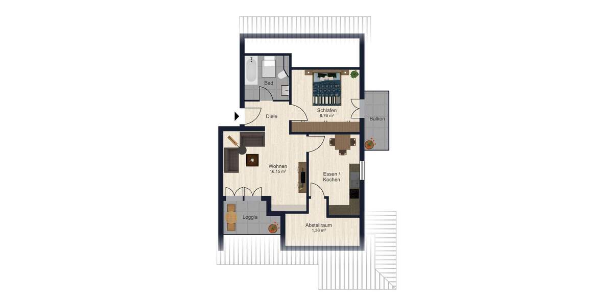 Etagenwohnung Abensberg - 2 Zimmer, 46 m&sup2;, 189.000&euro; | Angebot:25775985