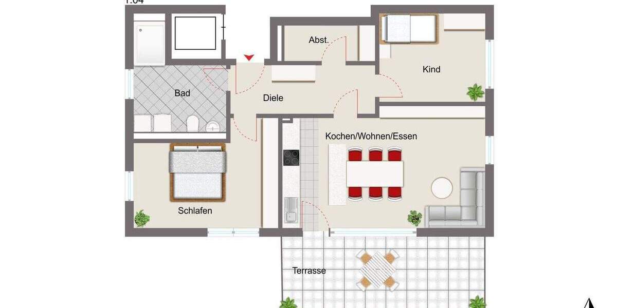 Etagenwohnung Burglengenfeld - 3 Zimmer, 87 m&sup2;, 376.543&euro; | Angebot:25678325