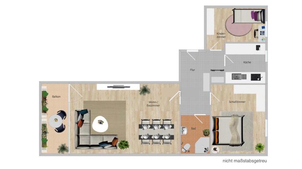 Frisch renovierte 3-Zimmer-Wohnung – Balkon – 6. OG – Nähe DEZ 3 zimmer