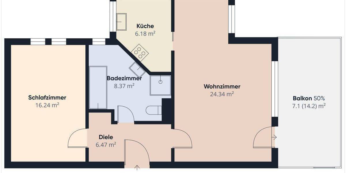 Etagenwohnung Regensburg Galgenberg - 2 Zimmer, 71 m&sup2;, 349.000&euro; | Angebot:26930140