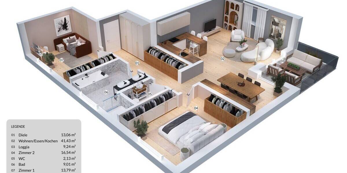 Etagenwohnung Altenthann Forstmühle - 3 Zimmer, 99 m&sup2;, 419.000&euro; | Angebot:26219747