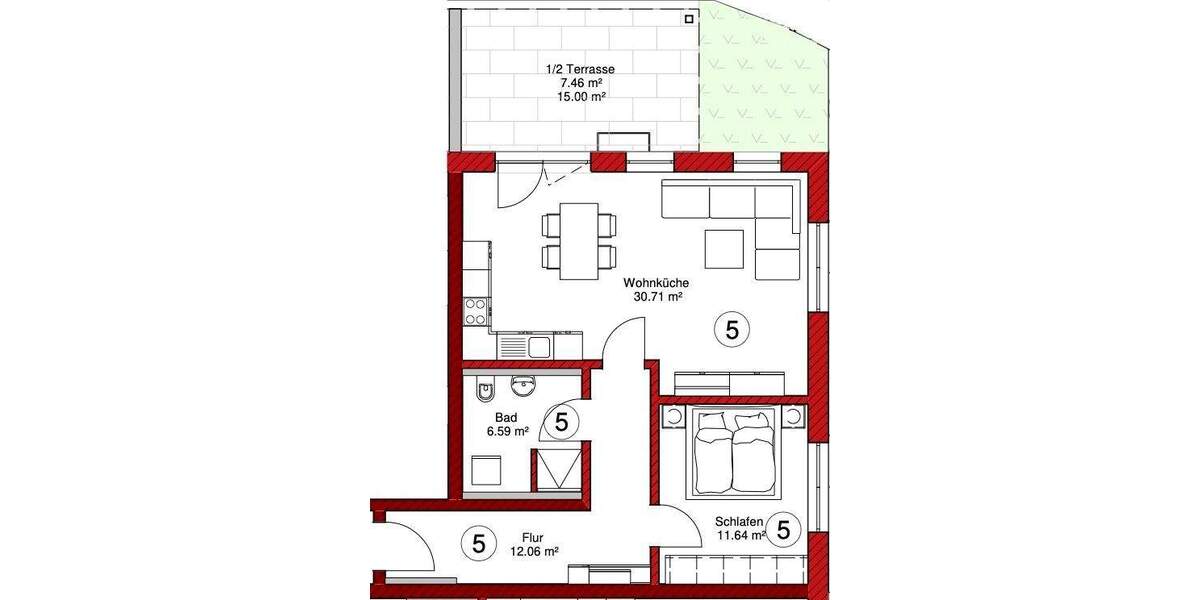 Etagenwohnung Schierling - 2 Zimmer, 68 m&sup2;, 320.000&euro; | Angebot:25701238