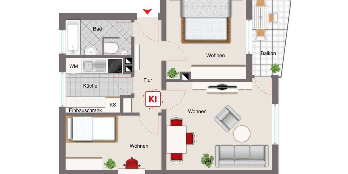 Etagenwohnung Regensburg Ganghofersiedlung - 2 Zimmer, 63 m&sup2;, 320.000&euro; | Angebot:27033797