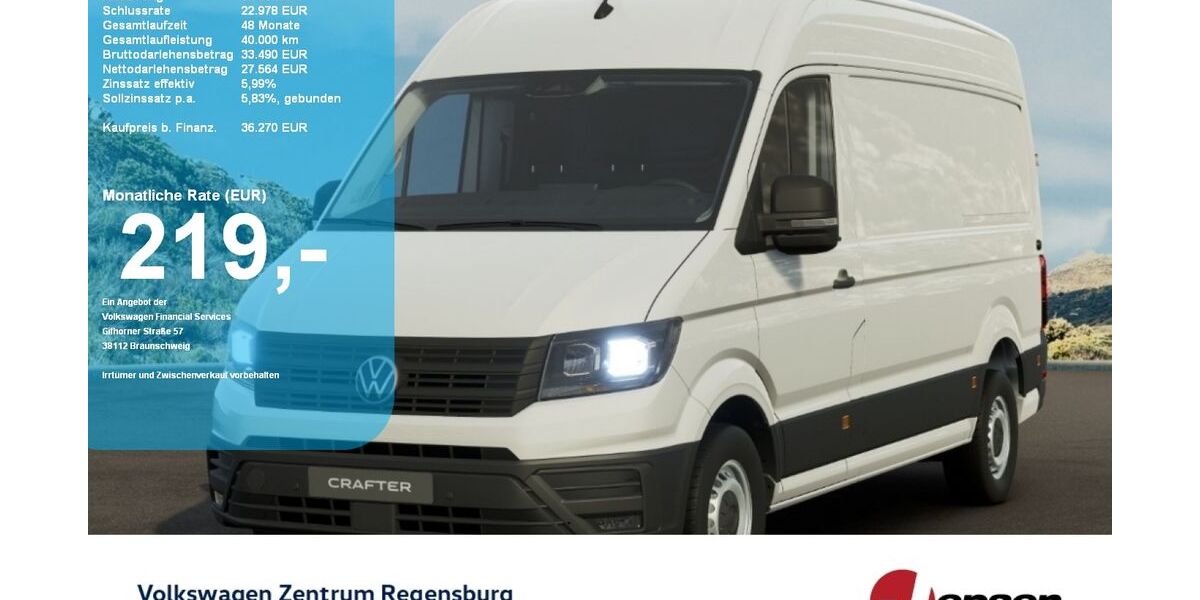 VW Crafter 1.666 km 36.270 &euro; Regensburg 93053
