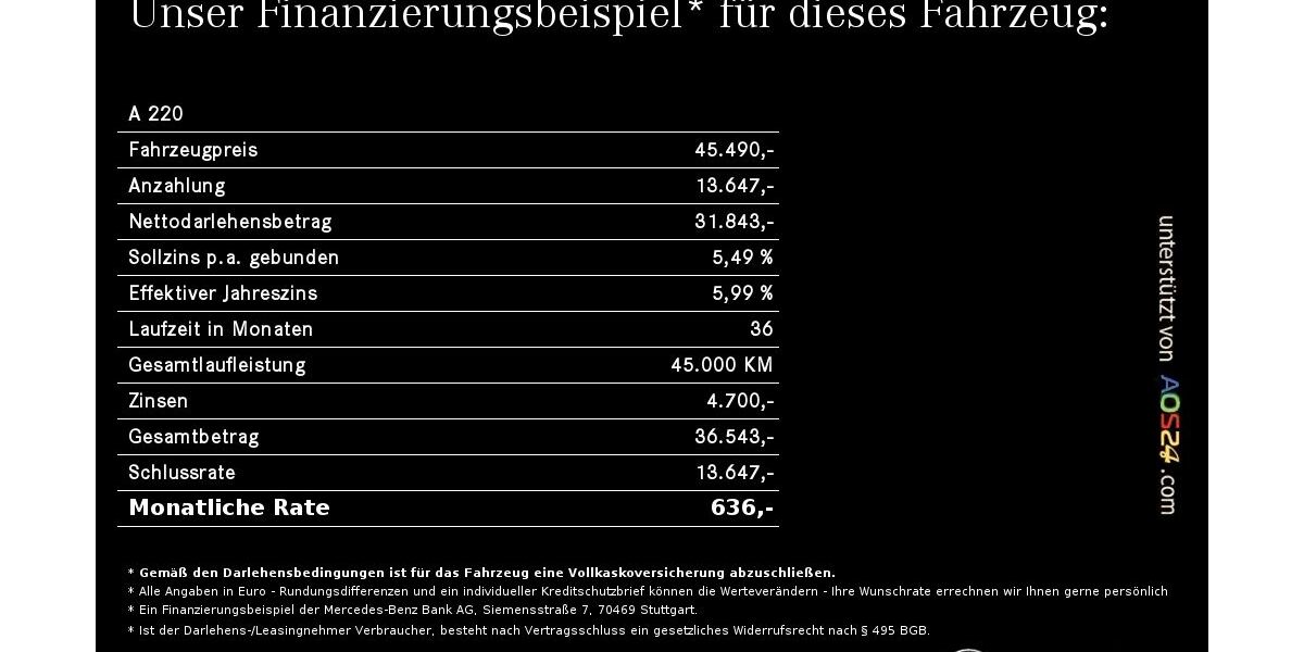 Mercedes-Benz A 220 3.000 km 45.490 &euro; Regensburg 93053