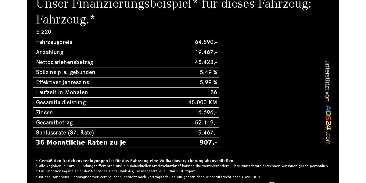 Mercedes-Benz E 220 8.500 km 64.890 &euro; Regensburg 93053