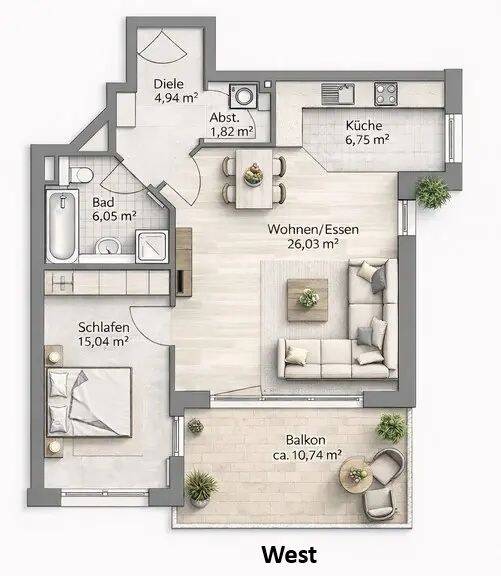 Etagenwohnung Regensburg Galgenberg - 2 Zimmer, 419.000&euro; | Angebot:26276375