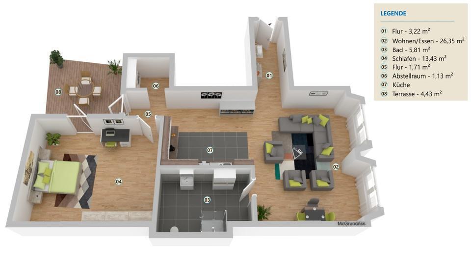 Schicke AltstadtWohnung Regensburg, 2 Zi, 56m², Terrasse, EG