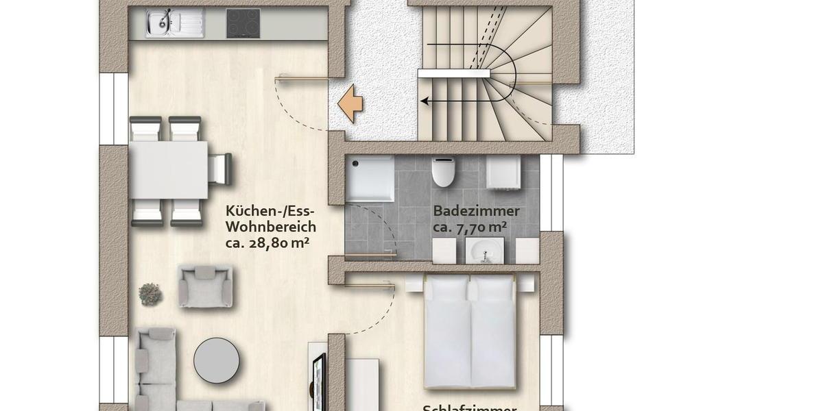 Etagenwohnung Regensburg Brandlberg - 2 Zimmer, 47 m&sup2;, 700&euro; | Angebot:26701519