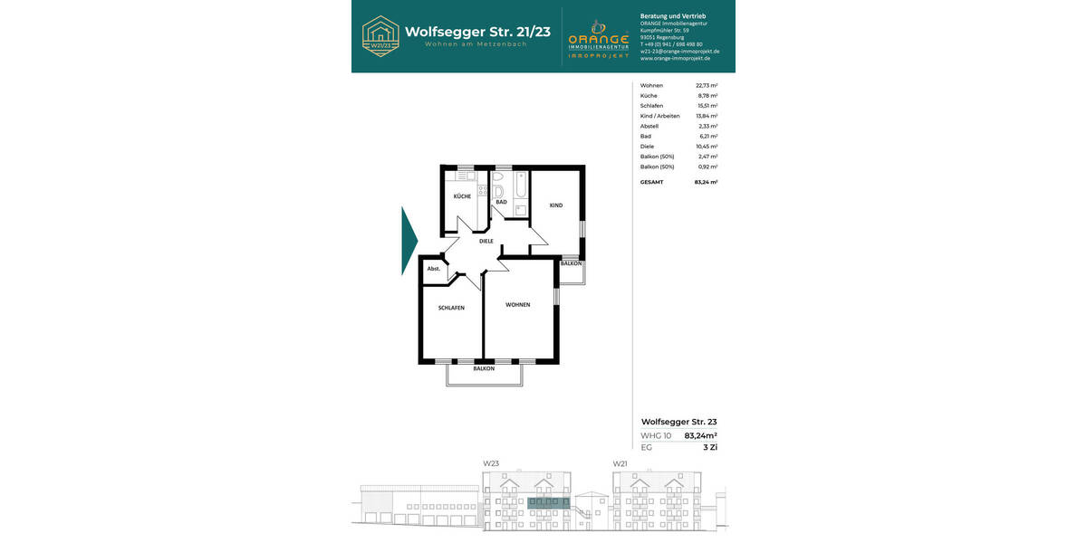 Etagenwohnung Lappersdorf Oppersdorf - 3 Zimmer, 83 m&sup2;, 309.000&euro; | Angebot:25909222