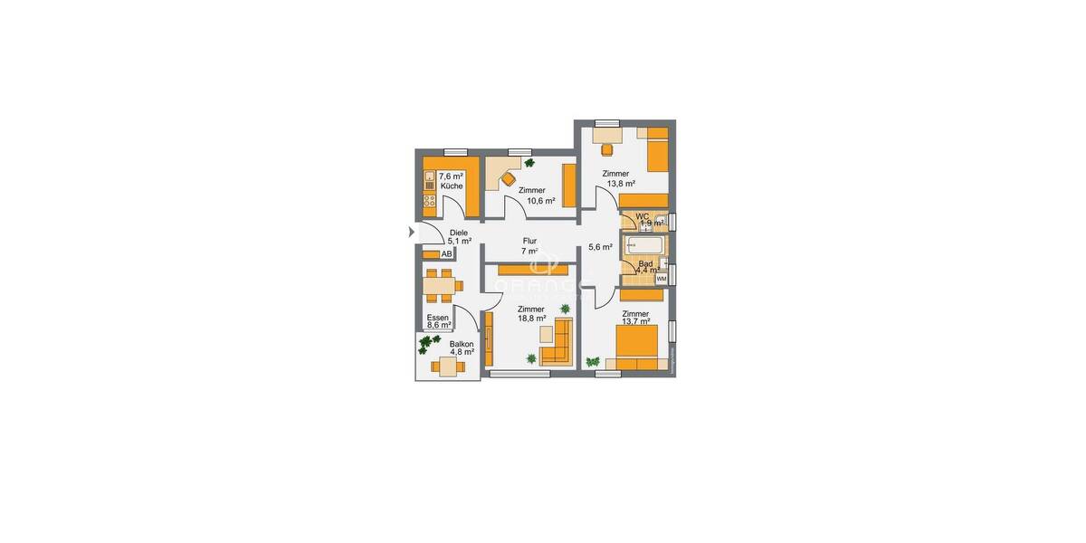 Etagenwohnung Regensburg Großprüfening-Dechbetten-Königswiesen - 4 Zimmer, 100 m&sup2;, 380.000&euro; | Angebot:26228598
