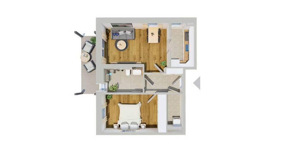 2-Zimmer Wohnung für Senioren mit großen Balkon